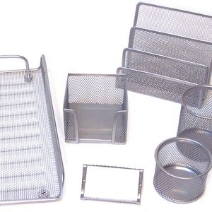Majestic Goods 6 Piece Silver Mesh Desk Set